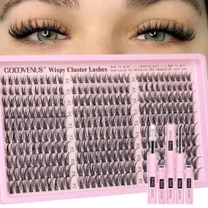 Goddvenus Lash Clusters Kit, 300pcs 10-16mm Mixed Length C Curl, Lightweight & Wispy for a Natural Look, DIY Eyelash Extensions for Beginners