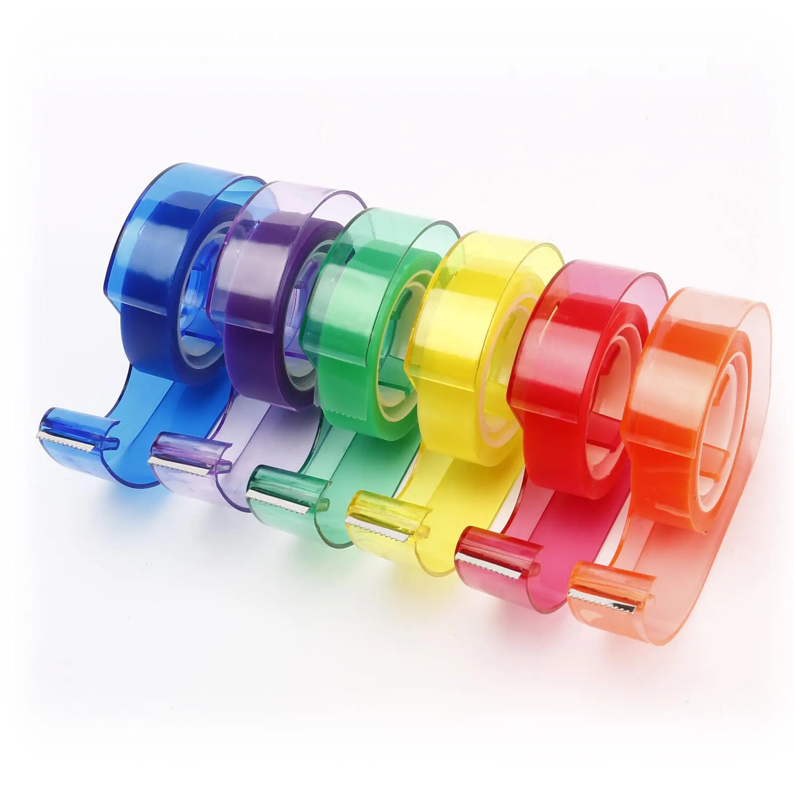 6-Piece Tape Dispenser Set with Colorful Tape, Mini Compact Tape Dispenser, Portable Hand Tear Tape Dispenser, Ideal for Crafts and Gift Wrapping