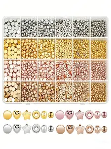3600pcs Heart Star Spacer Beads, DIY Beads Assortment, DIY Kit, Acrylic Material, 24 Compartment Storage Box, Jewelry Making Supplies, Beading Accessories, Beginner & Pro Use