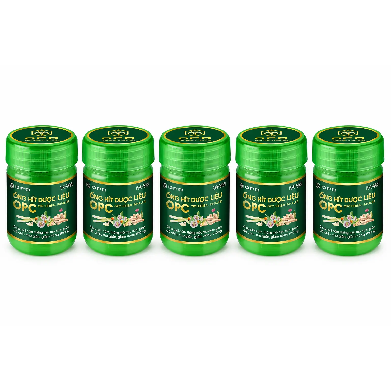 GMP-WHO Certified OPC Herbal Sinus Inhaler - Aromatherapy Nasal Stick Inhaler for Natural Relief (5-Pack, 5 Units), Aromatherapy Nasal Inhaler