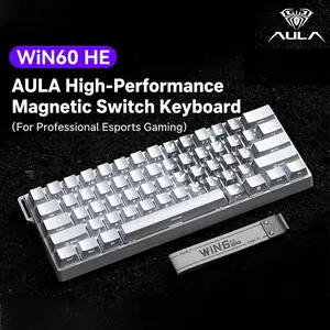 AULA WIN60 HE mini keyboard, 61-key wired connection, plug and play, cool RGB lighting effect, magnetic axis hot plug, Hot Swap Keyboard, specially designed for e-sports games, quick trigger response, suitable for notebook/computer equipment connection.