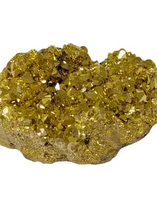 Plated Crystal Cluster, Electroplated Golden Aura Quartz Crystals Decorations, Natural Material, Wholesales Available, Ideal for Home & Desk Use