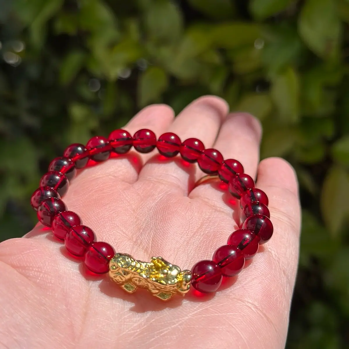 Red Garnet Lucky Pixiu Wealth Bracelet