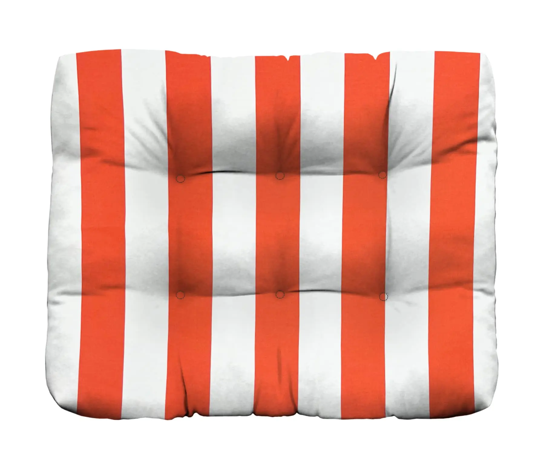 RSH Decor Tufted Ottoman Cushion 24" x 20" Outdoor Replacement Cushion Coral & White Stripe Water-Resistant