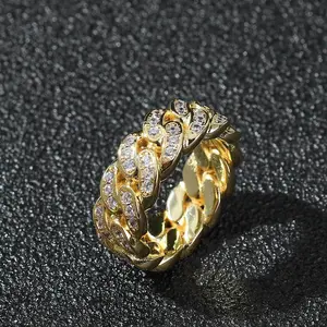 Popular 8mm single row zircon Cuban ring, hip hop men's ring, men's gift