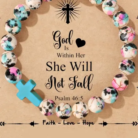 Boho Cross Beaded Bracelet, Fashionable Elastic Bracelet for Women & Girls, Trendy All-match & Exquisite Bracelets for Birthday Gift, Boho Stone Bracelet, Bohemian Bracelets, Boho Style Bracelet