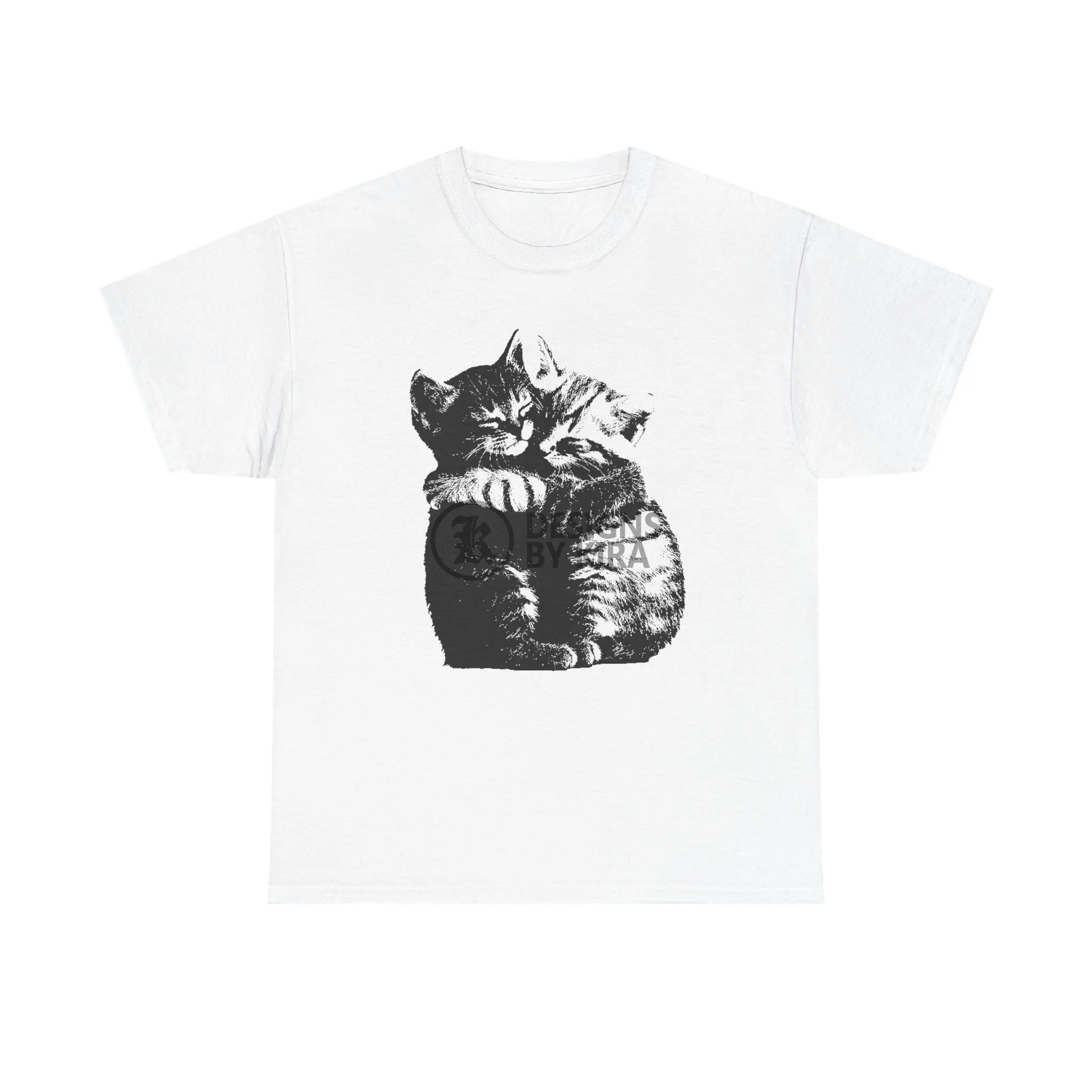 Hugging Cats T-Shirt |   Cute Cat Unisex Heavy Cotton Tee