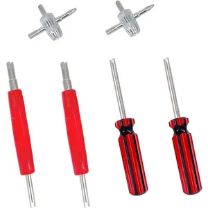 Tire Valve Removal and Installation Tool Kit, 4-Way Valve Tool, Single/Dual Head Valve Core Remover For Tire Repair Stem (6PCS)