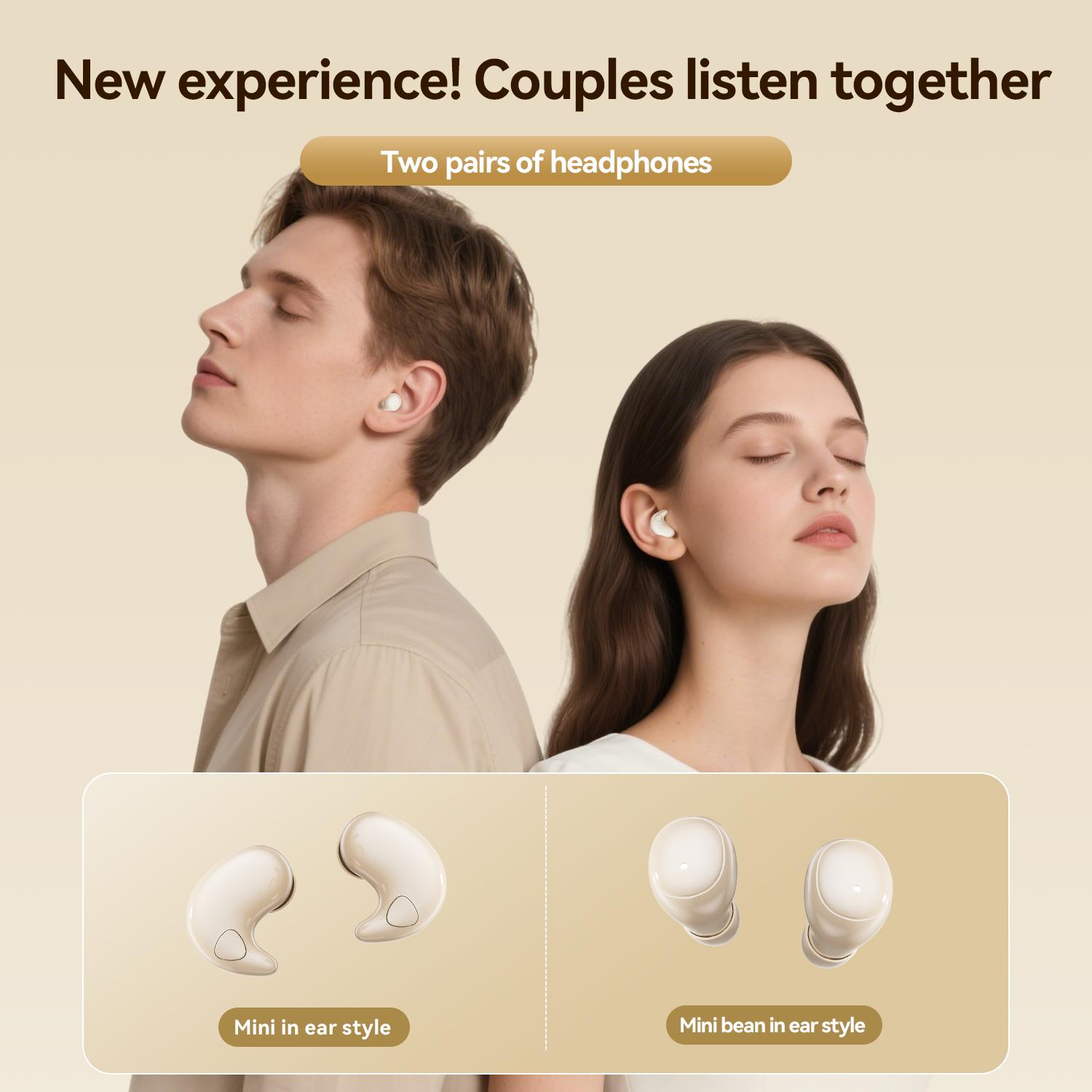 CHENRUIDA M126 Wireless Bluetooth Headphones Tiny Size Invisible Earbuds Waterproof with Mic for Work Sport Sleeping 2 Pairs Mini Short Handle Design