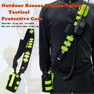 Adjustable Shoulder Strap Bag, Firefighter Walkie Talkie Tactical Reflective Hanging Belt,  Portable Radio Holder Protect Case,Rescue team shoulder strap hand-held walkie talkie communication Portable  large bag