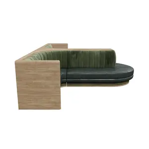 10 pcs.Light Luxury Commercial Furniture Green Round Half Circle Curve U Shape Restaurant Booth Seating Sofa for Night Club  For Restaurant Coffee Shop YJB006