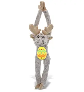 DOLLIBU Moose-Design Plush Easter Egg Stuffed Toy - Polyester, Super Soft, Long Arms, Spring-Theme Kids' Stuffed Animal