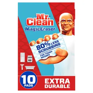 Mr. Clean Magic Eraser Sponge, All Purpose Cleaner, Cleaning Scrubber, Wall, Sneaker, Kitchen, Bathroom, Shower Cleaner, Cleaning Supplies, Melamine Sponge, Cleaning Pads, Extra Durable, 10ct