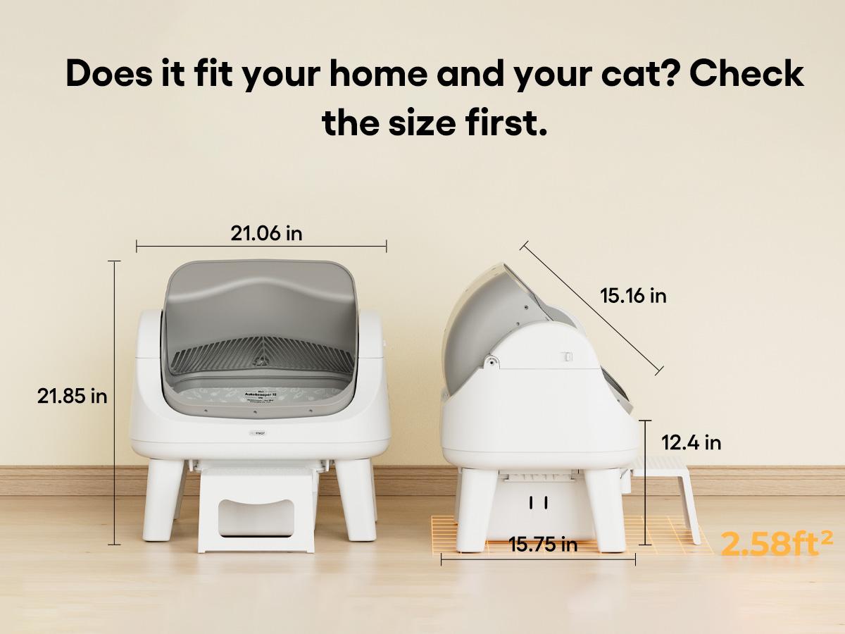 PetPivot AutoScooper 12 Lite Open Top Self Cleaning Cat Litter Box, Automatic Litter Box with 7 Pairs of Safety Sensors, Anti-Pinch Protection, Easy Access Step for Senior Cats