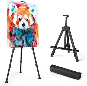 Versatile Artist Easel Stand - Portable Aluminum Metal Tripod Easel for Art Display - Adjustable Height 17" to 66" - Sturdy and Portable - Ideal for Painting, Drawing, and Display - Black