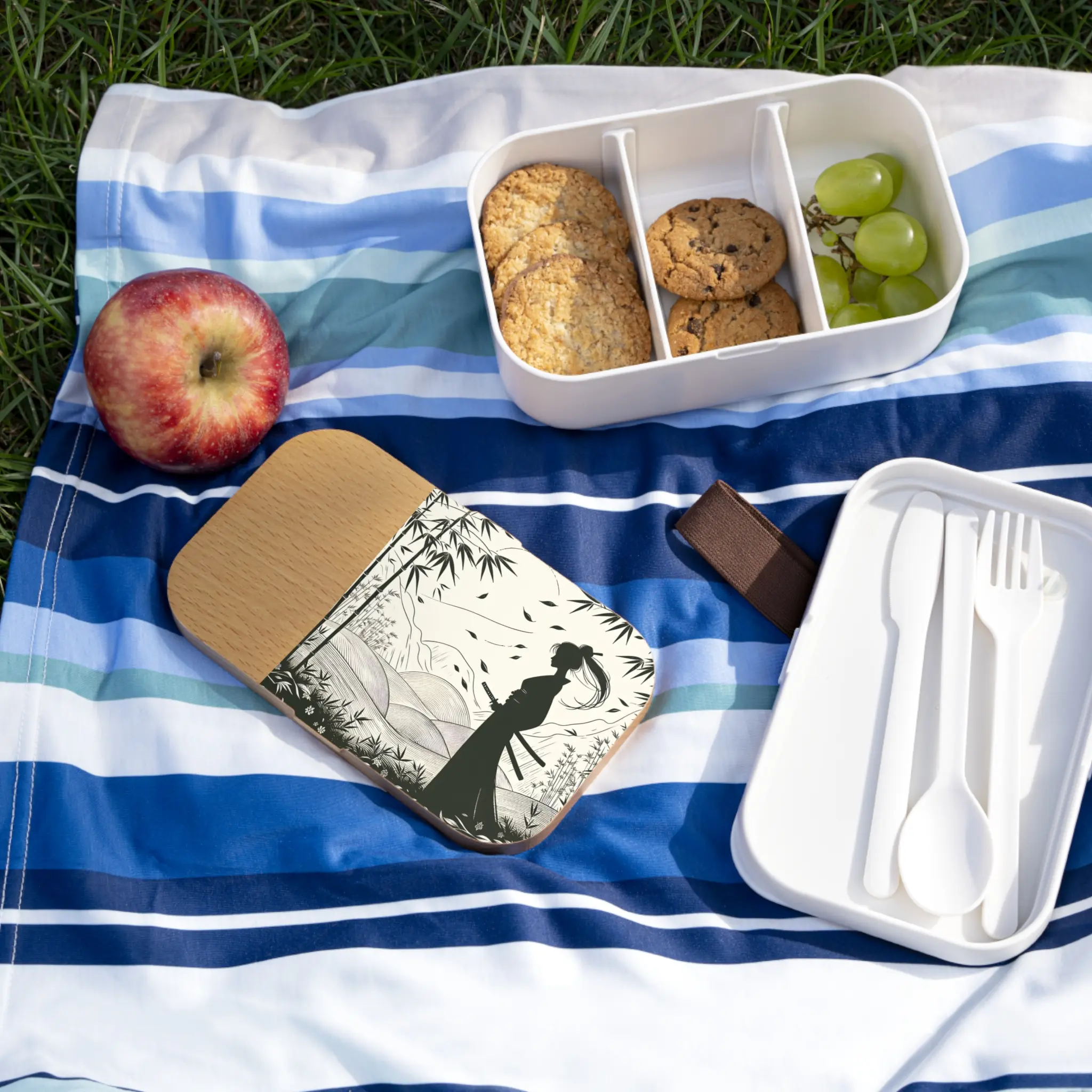 Samurai Silhouette  Lunch Box | Japanese Bamboo Bento Box