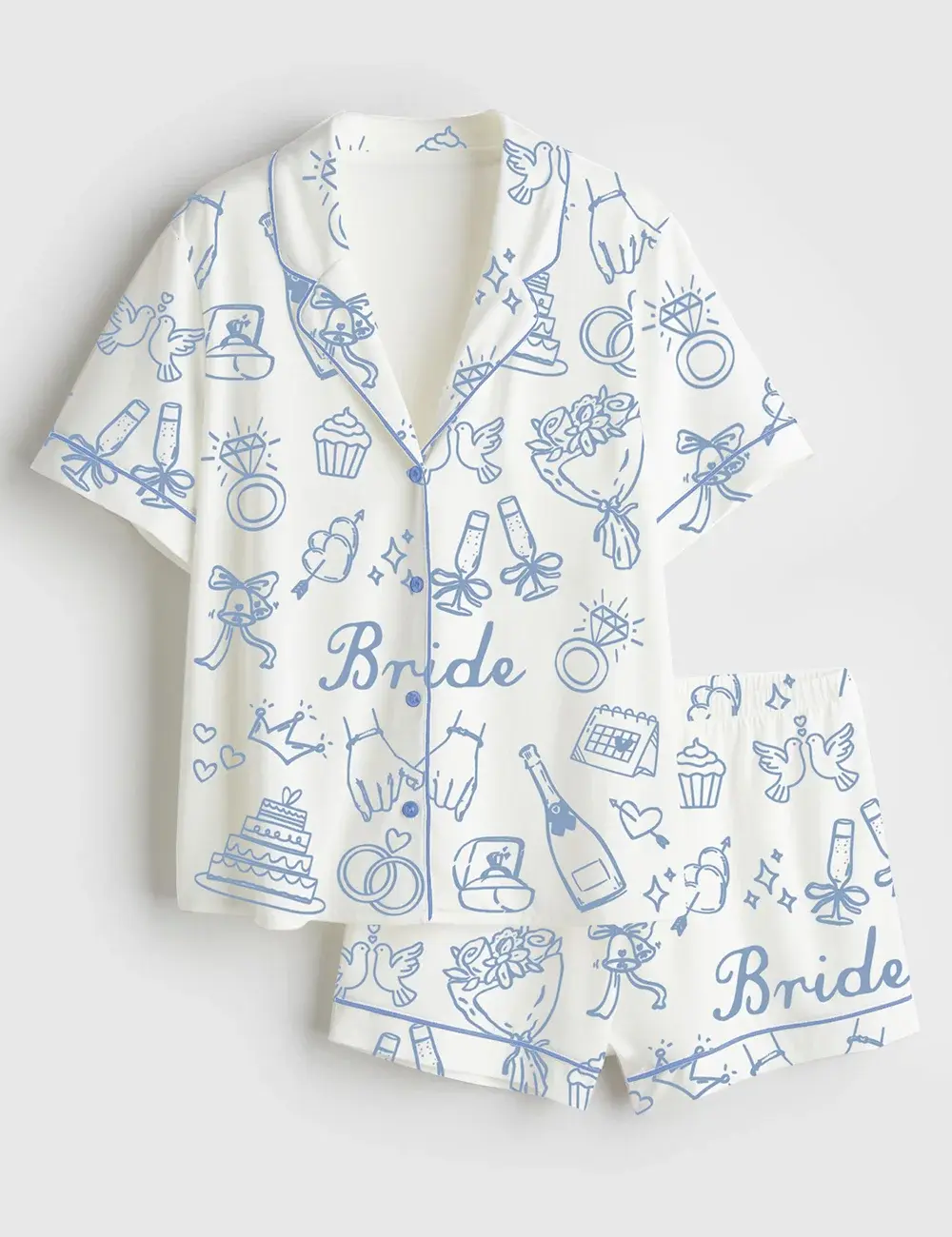 Women’s Bride Bridesmaid Bridal Party Wedding Day Short Sleeve Pajama Set #pajamas