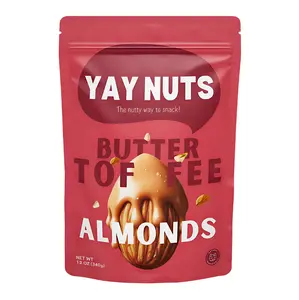 Yay Nuts Butter Toffee Almonds - 12 oz, Butter Toffee Coated Almond Nuts, Delicious and Sweet Nut Snacks Crunchy, Almond Nut Snack Packs for School, Office, Road Trips