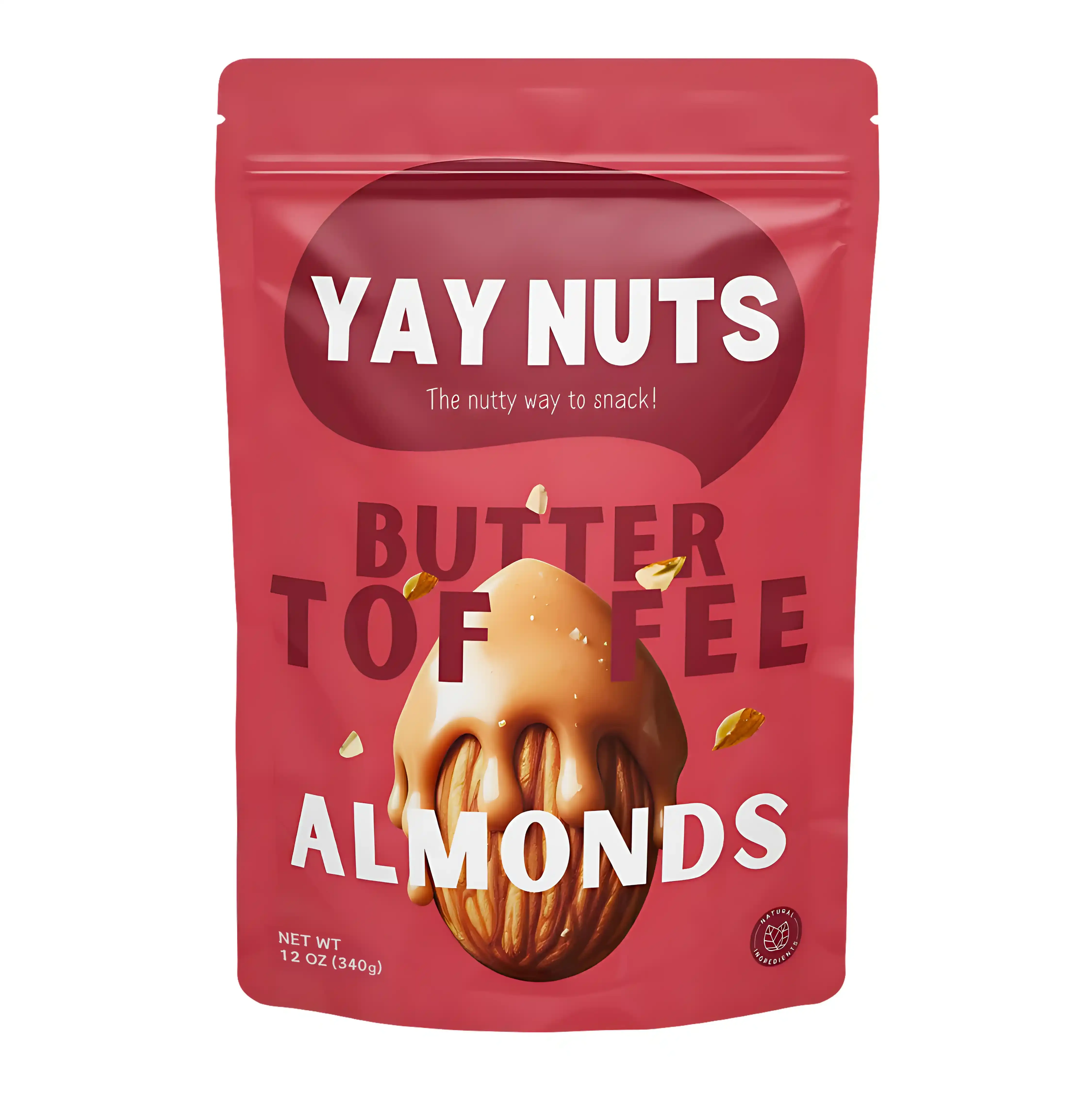 Yay Nuts Butter Toffee Almonds - 12 oz, Butter Toffee Coated Almond Nuts, Delicious and Sweet Nut Snacks Crunchy, Almond Nut Snack Packs for School, Office, Road Trips Nutty Crisp