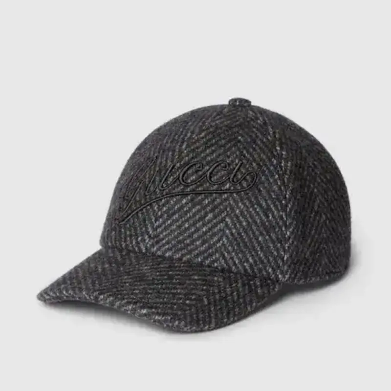 Pre-owned Gucci Herringbone Wool Baseball Hat Size XL