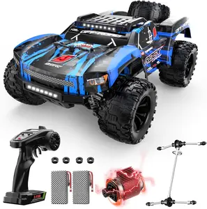 DEERC 1/12 RC Cars 45KPH, 4WD High Speed Short Course RC Truck, Off-Road All Terrain Remote Control Car with 2 Rechargeable Batteries & Spare Tire