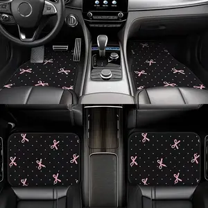 4 Piece Bow Car Floor Mats, Durable Polyester, Easy Clean and Install, All-Weather, Front and Back Seat Protection, Truck, Sedan, Suv, Perfect Gift