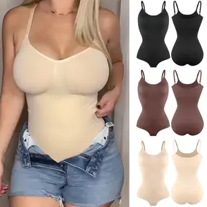 Women Seamless Body Shaper Bodysuit Tops Soft Breathable Light Tummy Control Shapewear Smooth Playsuit Yoga Sports Jumpsuit Camisole