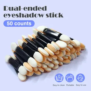50 Counts Double Head Eyeshadow Applicators, Dual Sides Sponge Makeup Applicators, Cosmetic Eye Shadow Tool for Professional Use