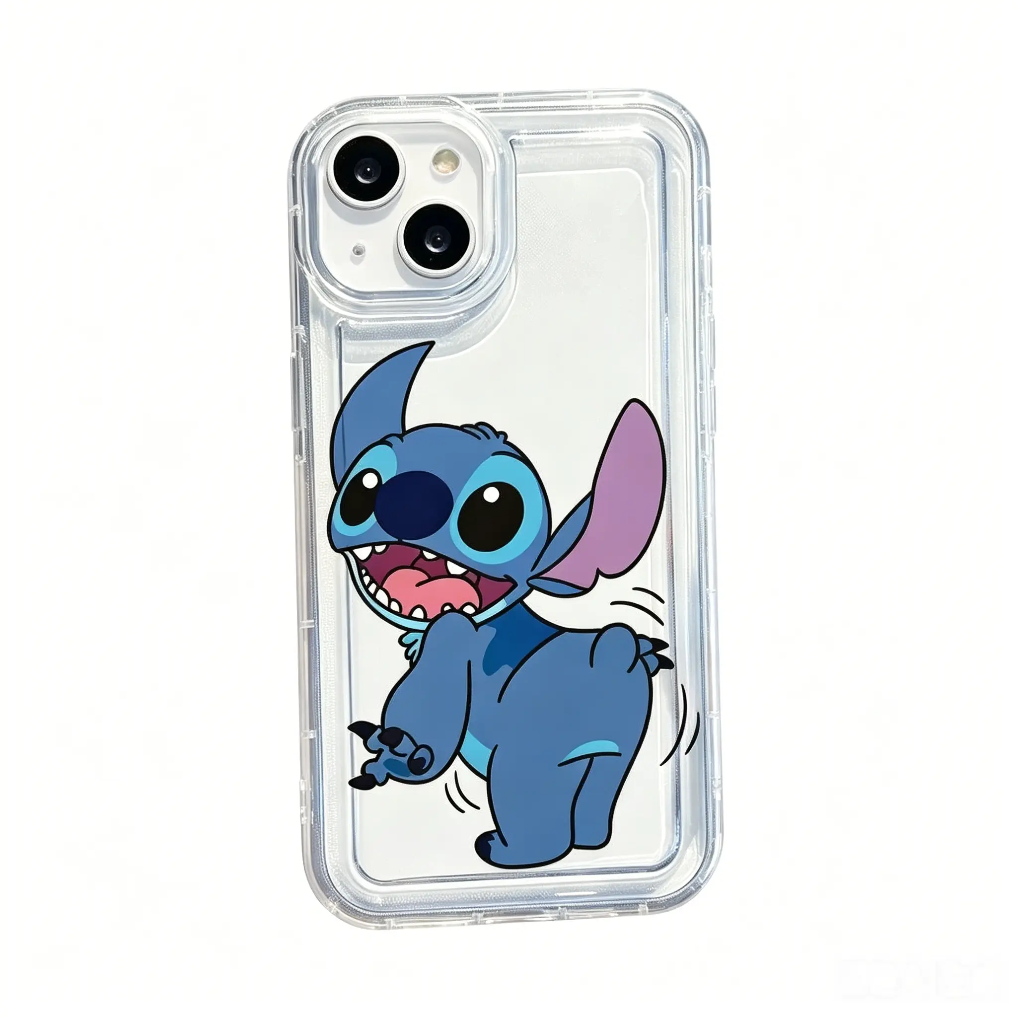Official Disney Lilo & Stitch Funny Farting Character Phone Case Shock Absorbing Air Cushion Protective Cover Cute Cartoon Phone Shell Gift for Disney Fans