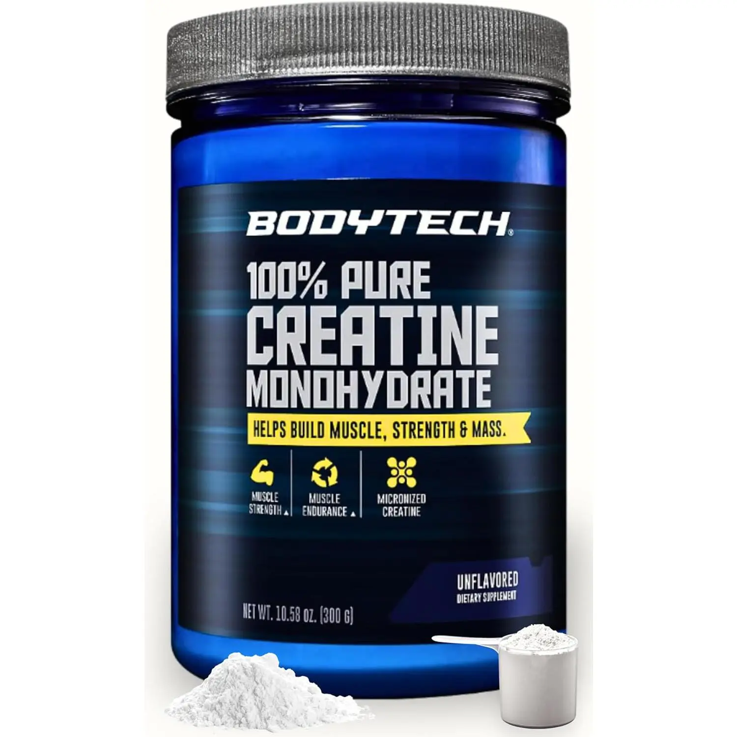 BodyTech Creatine Monohydrate Powder, Unflavored Micronized Creatine Formula for Men and Women, Pre Workout & Post Workout Supplement, Gluten Free, Sugar Free
