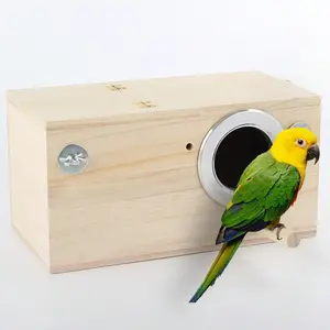 1Pc parakeet nest box bird house wood breeding box parrot mating box, hamster nest, suitable for lovebirds, cockatoos, budgies, finches, canaries and medium-sized birds