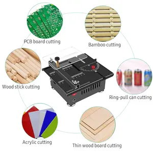 100W Multi-Functional Table Saw Mini Desktop Electric Saw Speed & Angle Adjustable 16MM Cutting Depth with Blade Flexible Shaft and More Accessories