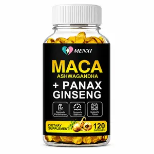 MENXI Organic Maca Root 120 Capsules 10000mg Peruvian Maca Extract with Ashwagandha & Panax Ginseng for Men Women Vegan Non-GMO Gluten-Free Healthcare Supplement
