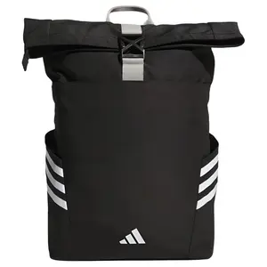 Adidas Rolltop Backpack with Large Opening and High Capacity, Polyester Material, Unisex Design in Black or White