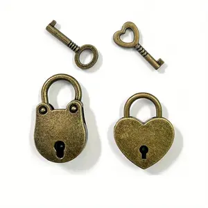 2pcs Mini Padlock Small Metal Padlock, Archaize Style Lock with Key, Durable Security Solution for Personal & Professional Use, Zinc Alloy Lock