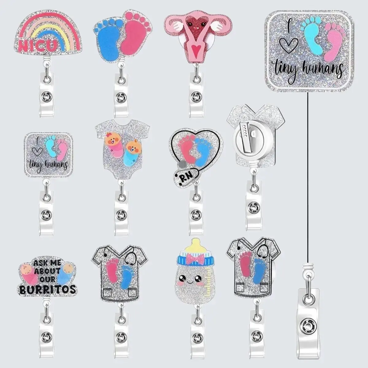 Customizable Retractable Badge Holders for Healthcare Workers - Cute and Fun Designs - Allows for Identification of Specialty nurse doctor teacher appreciation