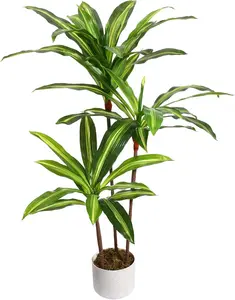 3.3FT Artificial Dracaena Tree in Pot, Evergreen Artificial Dracaena Marginata Plants Indoor, Decorative Potted Floor Plant for Living Room Porch Office Decor