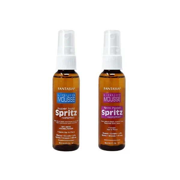 Fantasia IC Hairspray Duo Set, Firm and Super Hold Finishing Spritz, 2 oz Compact Haircare for Travel and Gym Styling, Work