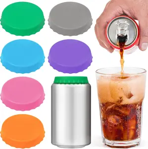 6 Pack Silicone Soda Can Cover Lids, Reusable Soda Can Lids Beer Can Covers Pop Can Covers, BPA Free Silicone Can Cover