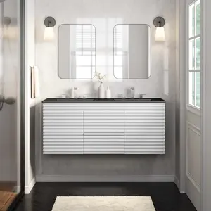 Modway Render 48" Wall-Mount Bathroom Vanity in White Black