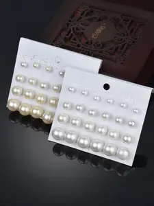 Artificial Pearl Earrings Set of 12 Pairs, Korean Style Ear Studs for Women, Fashion Jewelry Accessories, Perfect Gift Idea