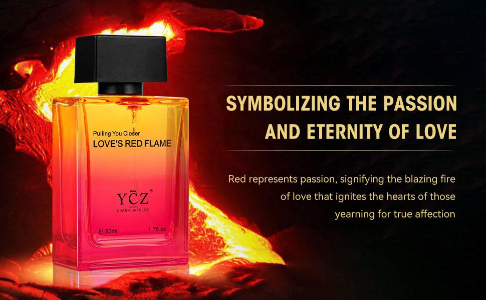 YCZ Love's Red Flame Eau de Parfum 1.7 fl oz | Warm Spicy Woody Fragrance, Warm, Alluring & Irresistibly Attractive, Long-Lasting for Dates and Evening Social Occasions, Inspired by the Spark That Draws Two People Closer