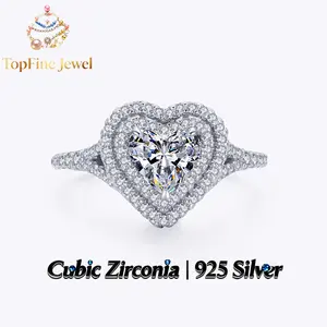 Valentine's Day Limited Edition 925 Sterling Silver Luxury Big Heart Shaped Ring with 5A Cubic Zirconia Sparkling Engagement & Promise Jewelry for Women Perfect for Weddings, Dates & Daily With Gift Box Real Rings 925