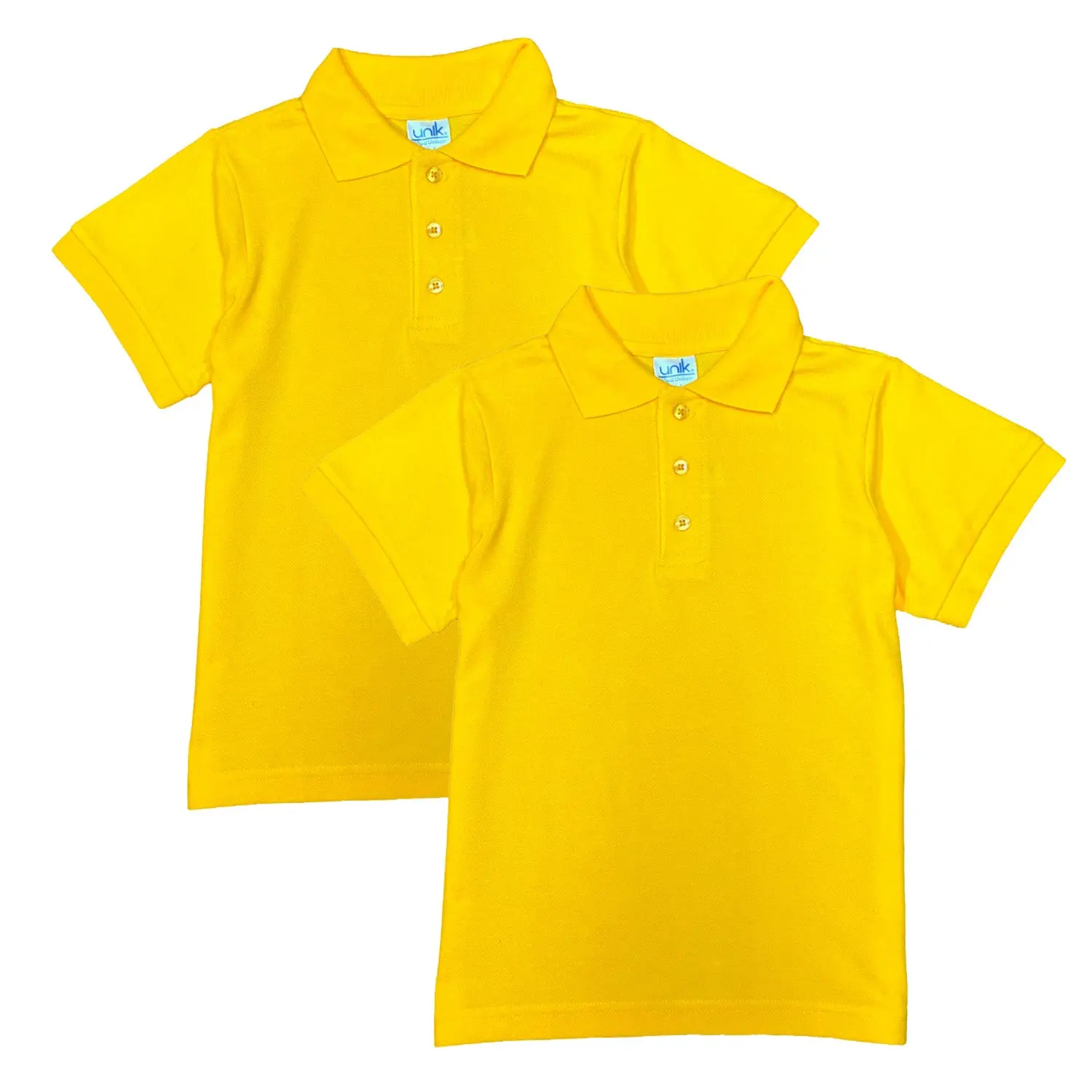 Boy's Premium Quality Pique Polo Uniform Shirt Short Sleeve Gold 2Pack 5-18 BSU01