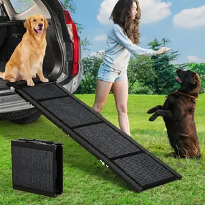 Garvee Folding Dog Ramp - Extra Long, Non-Slip, Lightweight, Portable Pet Stair for Cars, SUVs, and Trucks, Supports Large Dogs up to 122kg, Easy Access to Beds, Sofas, and Outdoor Steps with Side Handles for Safety