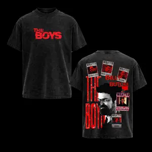 Billy Butcher The Boys Graphic Washed Tee, Wanted Poster Back Print Shirt, Dark Superhero Streetwear T-Shirt, Oversized Unisex Fashion Tee