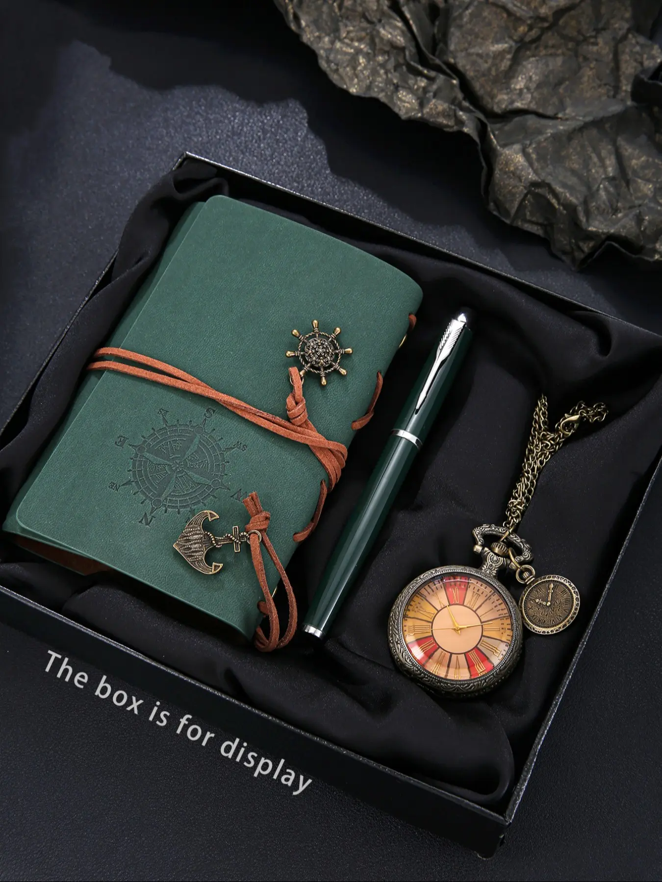 3pcs Retro Men's Pocket Watch Set, Includes Notebook and Pen, Perfect Gift for Father's Day, Graduation, Teacher's Day, Birthday, Perfect Gift Bundle Fathers Day Gifts Set