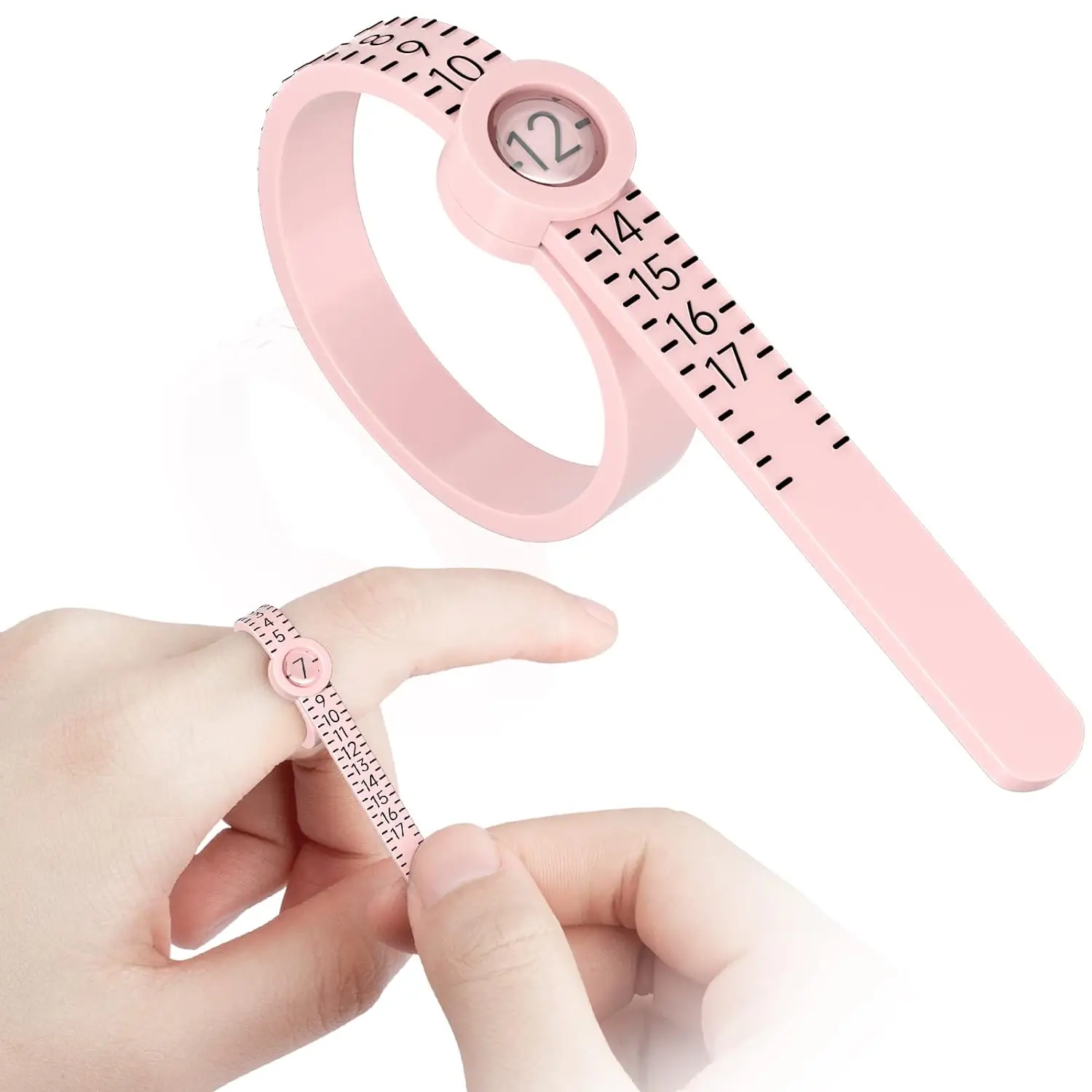 Ring Gauge Measuring Tape, Ring Size Measuring Ruler with Magnifying Glass, Jewelry Sizing Tool
