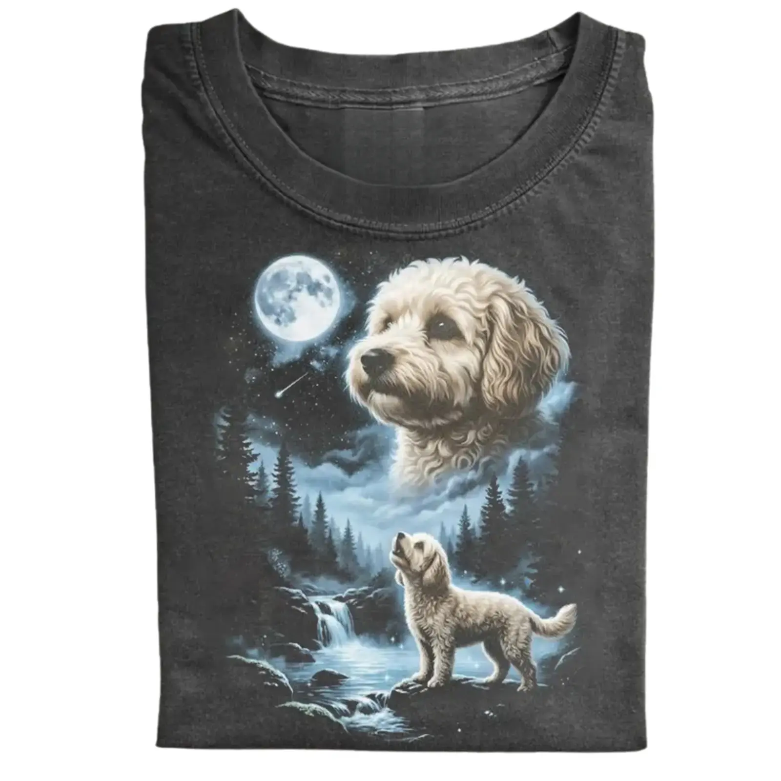 Vintage-wash short-sleeve tee – suitable for men and women Maltipoo Howling to the Moon T-shirt, Vintage 90s Funny Wolf Vibe Dog Graphic Tee, Unisex  Design, Casual Streetwear, Gift for Dog Lovers
