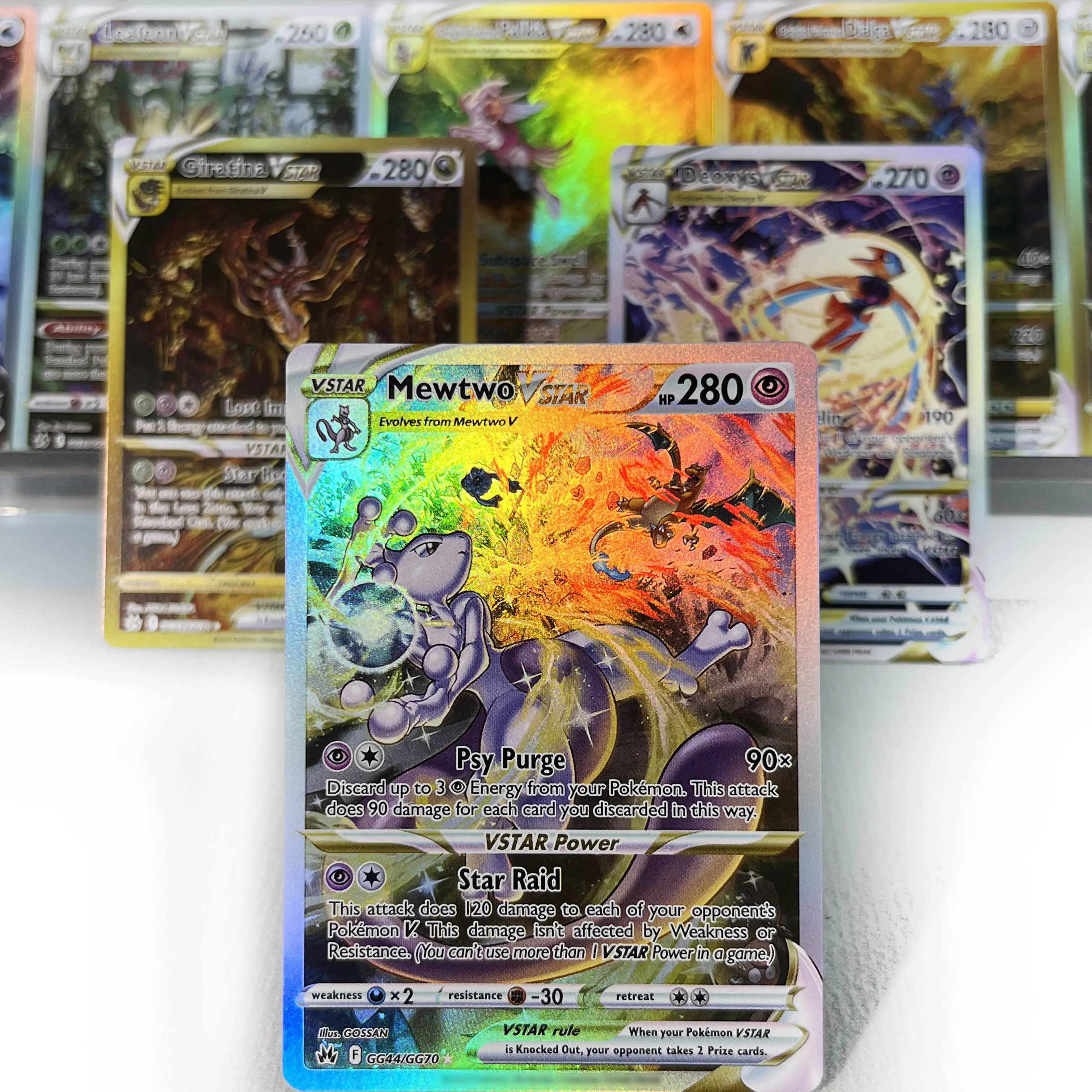 Crown Zenith PKM Cards PTCG5-C Rainbow Rare Mewtwo Giratina Arceus Leafeon VSTAR Collection Battle Toys Gifts for Hobbies